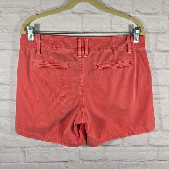 M MERONA Pink Coral Washed Chino Shorts Size 6 100% Cotton Flat Front Preppy - Picture 5 of 8